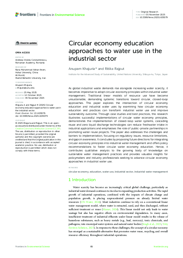 (PDF) Circular economy education approaches to water use in the ...