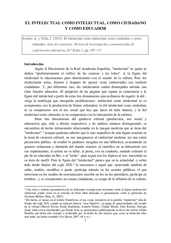 (PDF) EL INTELECTUAL COMO INTELECTUAL, COMO CIUDADANO Y COMO EDUCADOR