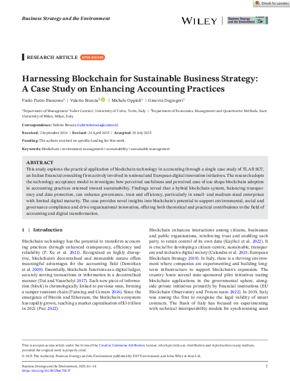 (PDF) Harnessing Blockchain for Sustainable Business Strategy: A Case ...