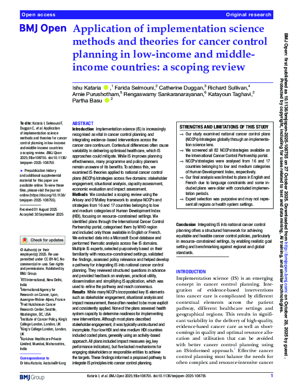 (PDF) Application of implementation science methods and theories for ...
