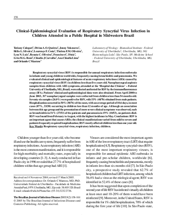 (PDF) Clinical-epidemiological evaluation of respiratory syncytial ...