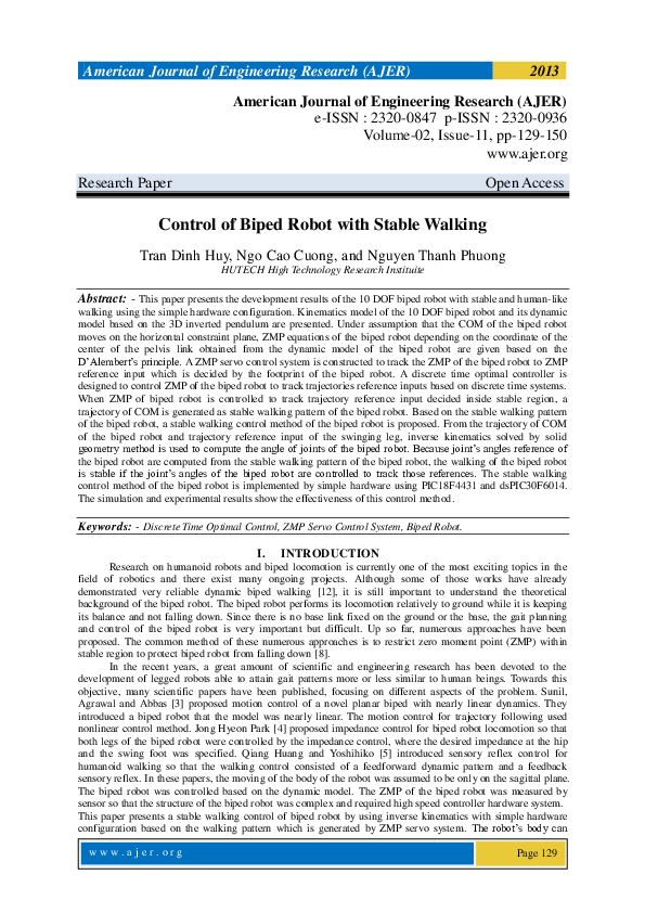 (PDF) Control of Biped Robot with Stable Walking