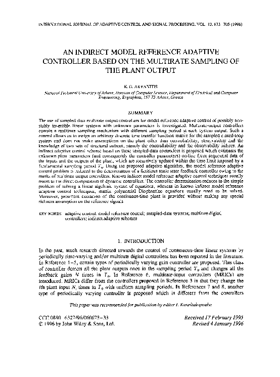 (PDF) An indirect model reference adaptive controller based on the ...