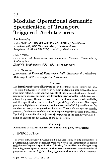 (PDF) Modular Operational Semantic Specification of Transport Triggered ...