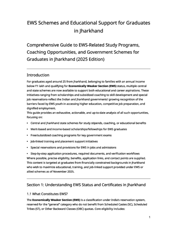 (PDF) EWS Schemes and Educational Support for Graduates