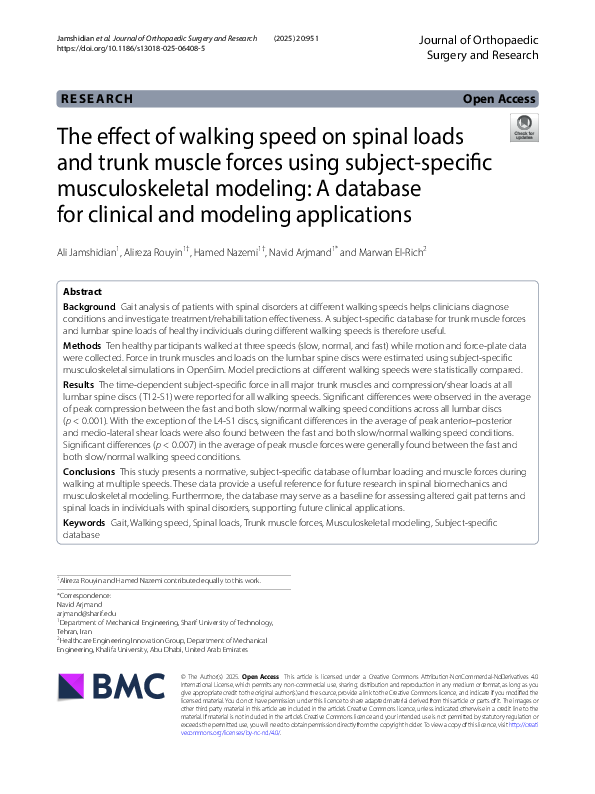 (PDF) The effect of walking speed on spinal loads and trunk muscle ...