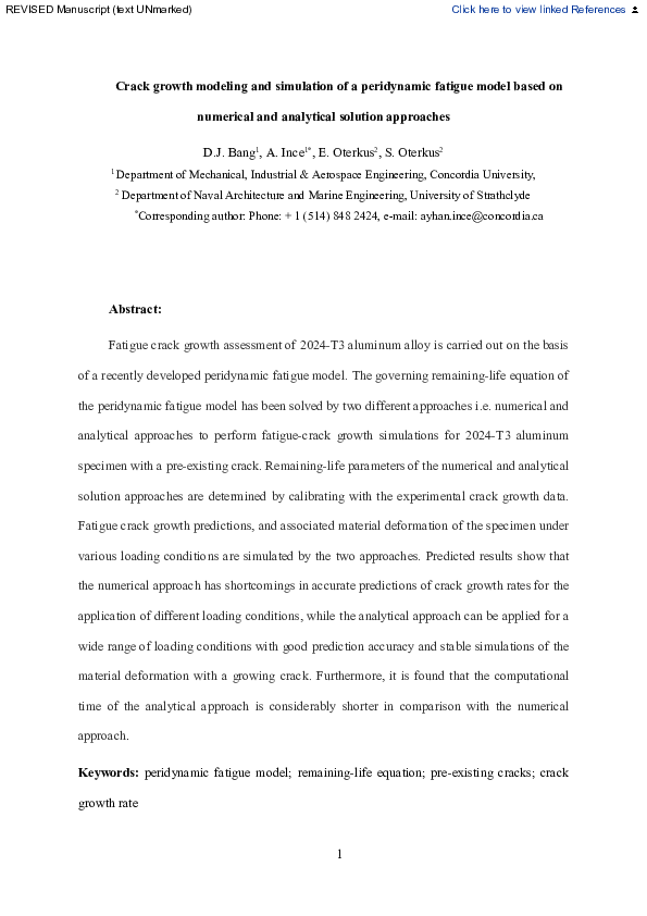(PDF) Crack growth modeling and simulation of a peridynamic fatigue ...