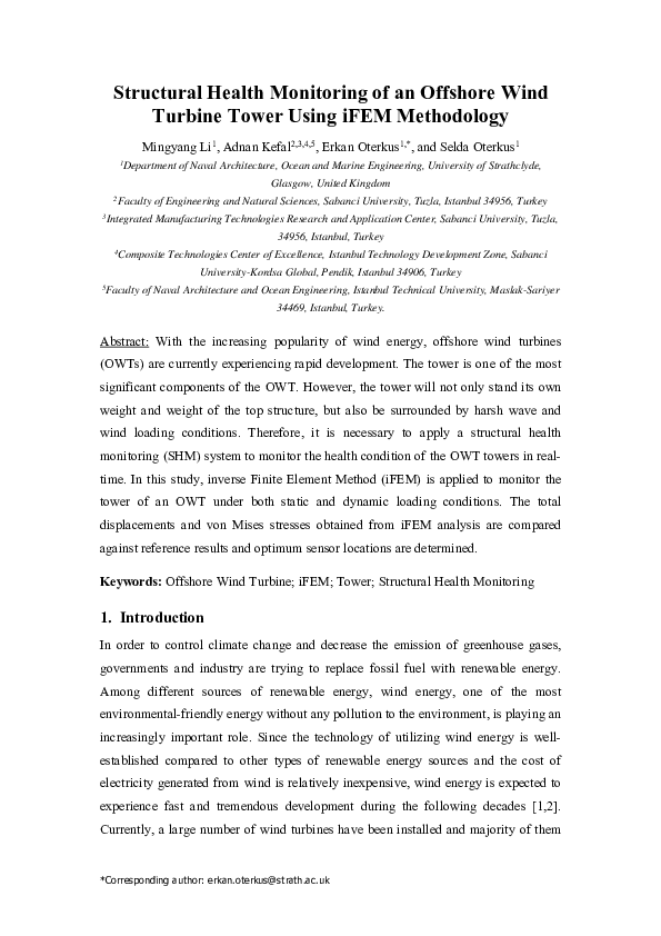 (PDF) Structural health monitoring of an offshore wind turbine tower ...