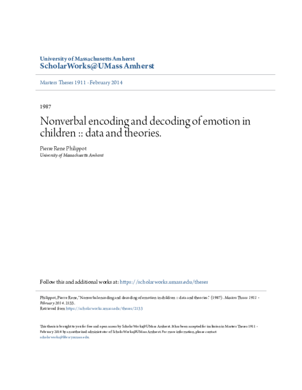 (PDF) Nonverbal encoding and decoding of emotion in children :: data ...