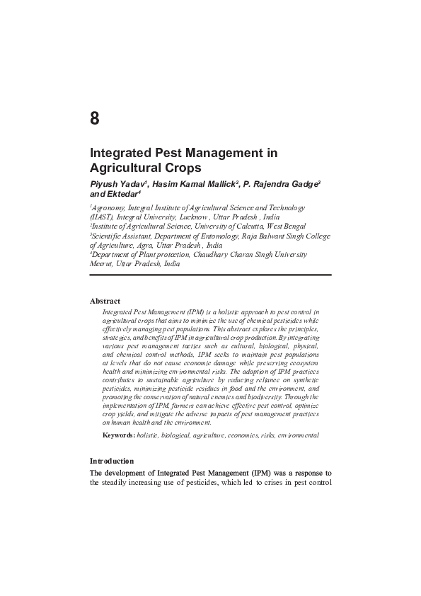 (PDF) Integrated Pest Management in Agricultural Crops