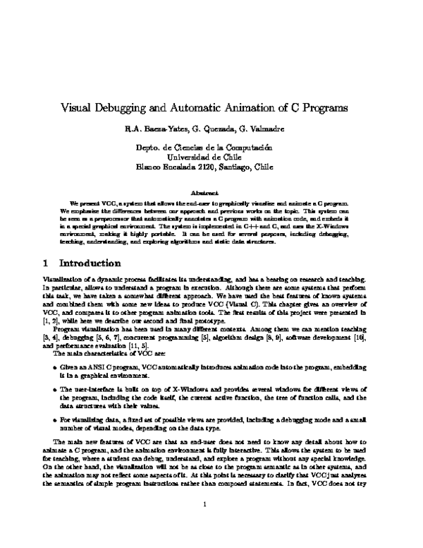 (PDF) Visual Debugging and Automatic Animation of C Programs