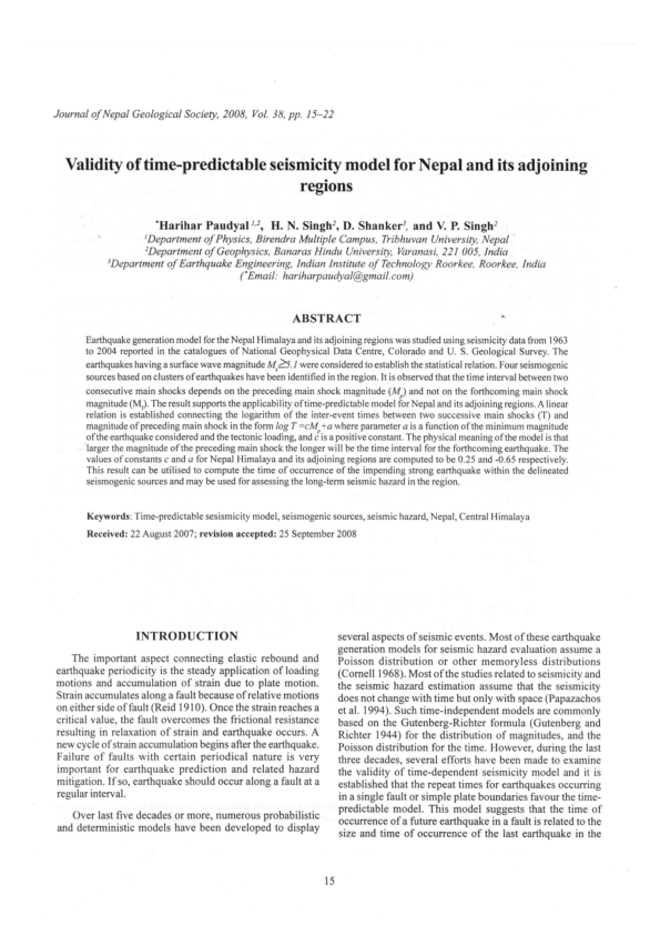 (PDF) Validity of time-predictable seismicity model for Nepal and its ...