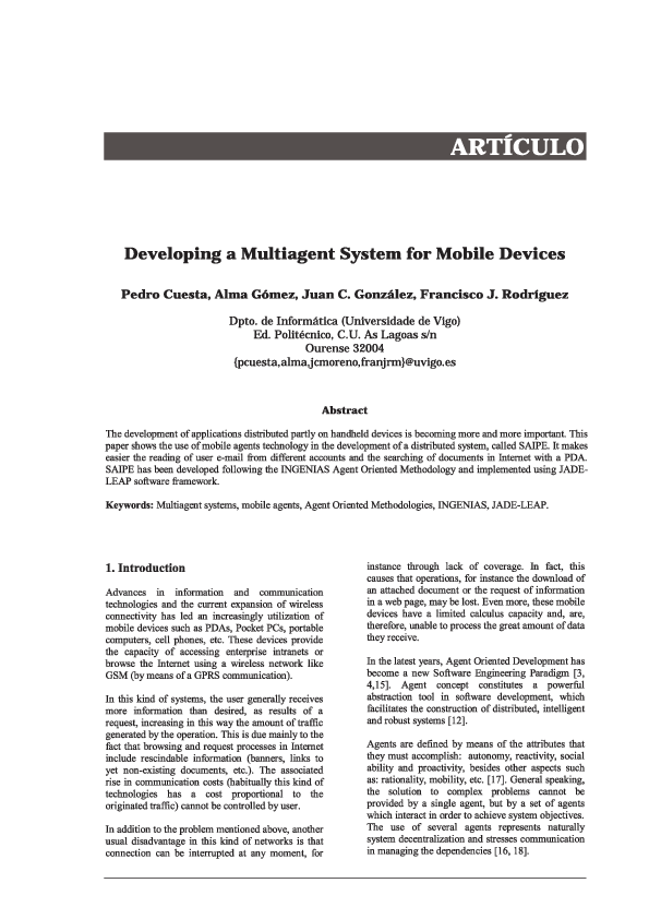 (PDF) Developing a Multiagent System for Mobile Devices