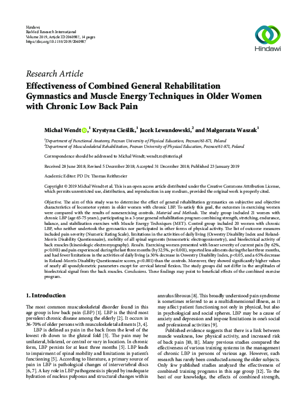 (PDF) Effectiveness of Combined General Rehabilitation Gymnastics and ...