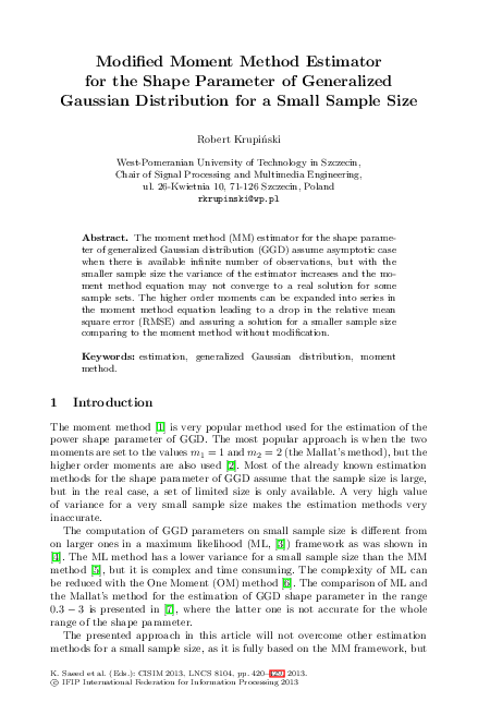 (PDF) Modified Moment Method Estimator for the Shape Parameter of ...