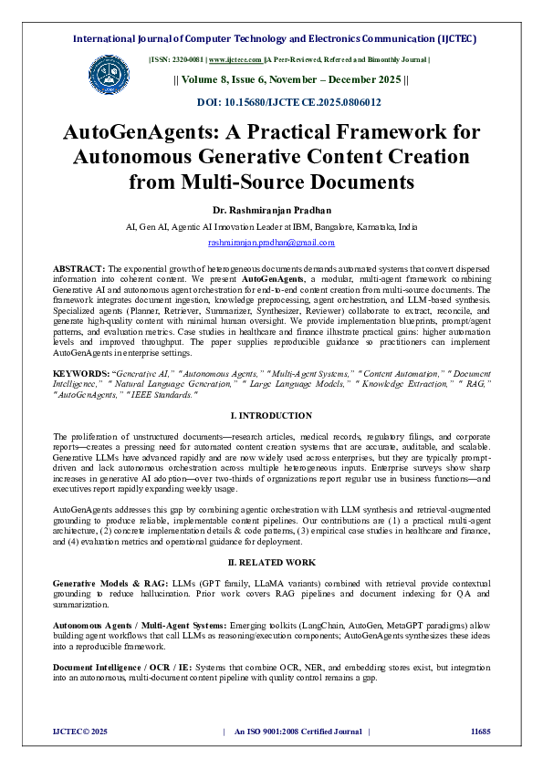 (PDF) AutoGenAgents: A Practical Framework for Autonomous Generative ...