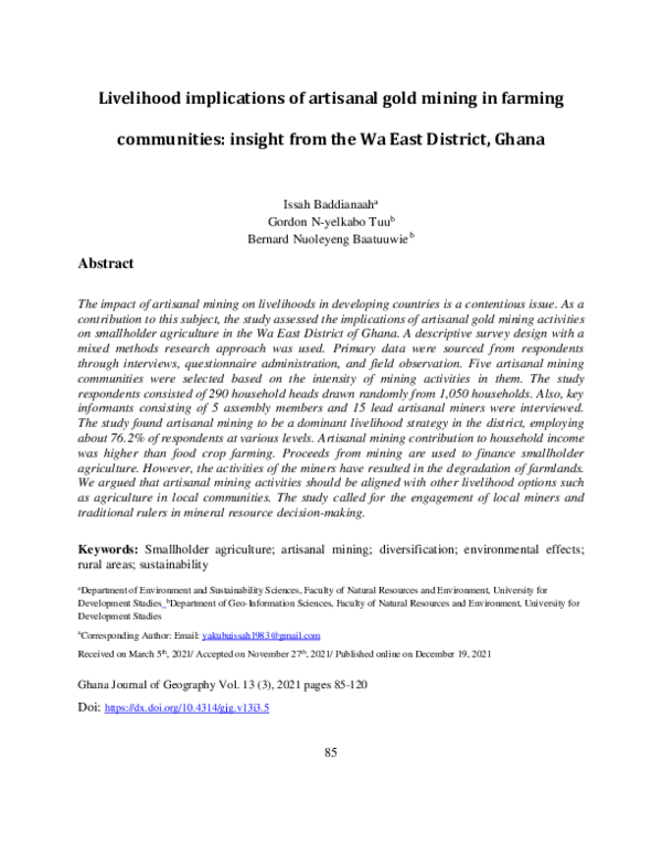 (PDF) Livelihood implications of artisanal gold mining in farming ...