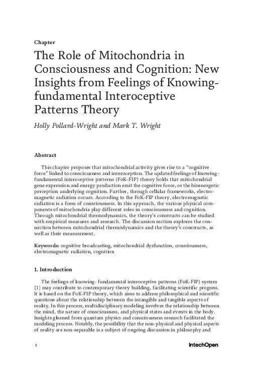 (PDF) The Role of Mitochondria in Consciousness and Cognition: New ...