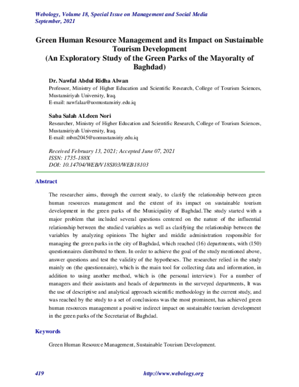 (PDF) Green Human Resource Management and its Impact on Sustainable ...