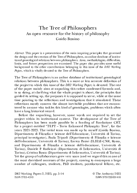 (PDF) The Tree of Philosophers An open resource for the history of ...