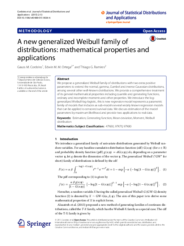 (PDF) A new generalized Weibull family of distributions: mathematical ...