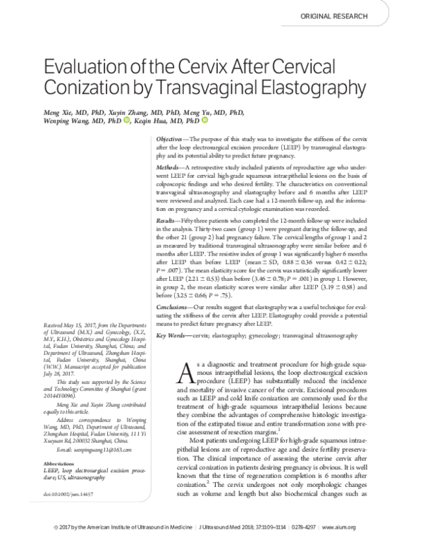(PDF) Evaluation of the Cervix After Cervical Conization by ...