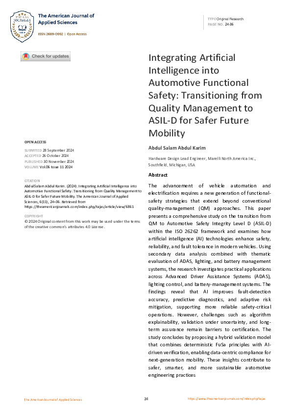 (PDF) Integrating Artificial Intelligence into Automotive Functional Safety