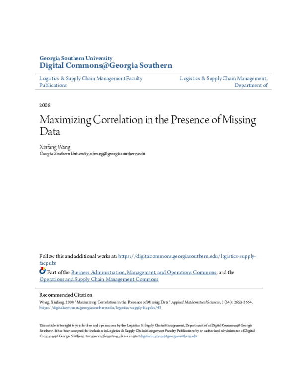 (PDF) Maximizing Correlation in the Presence of Missing Data