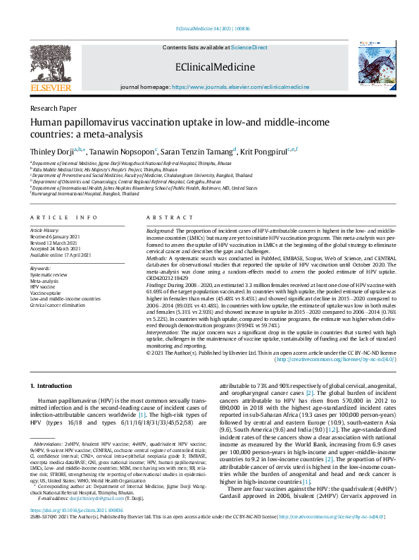 (PDF) Human papillomavirus vaccination uptake in low-and middle-income ...