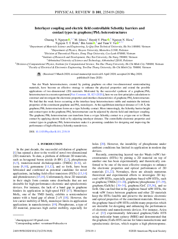 (PDF) Interlayer coupling and electric field controllable Schottky ...