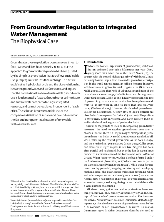 (PDF) From Groundwater Regulation to Integrated Water Management:The ...