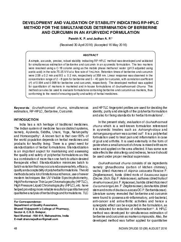 (PDF) Development and Validation of Stability Indicating RP-HPLC Method ...