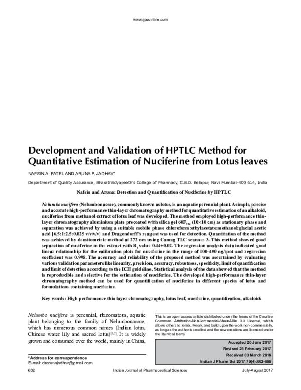 (PDF) Development and Validation of HPTLC Method for Quantitative ...