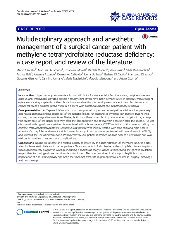 (PDF) Multidisciplinary approach and anesthetic management of a ...