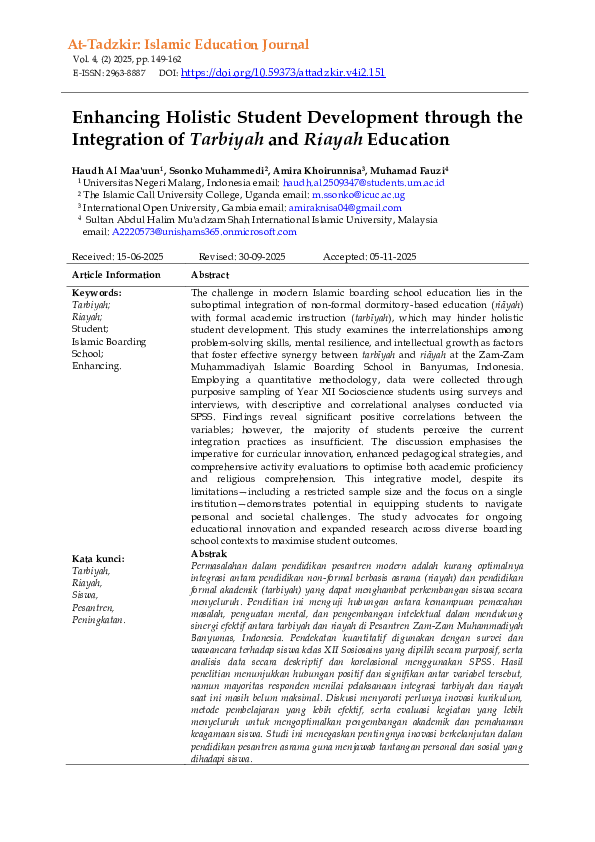 (PDF) Enhancing Holistic Student Development through the Integration of ...