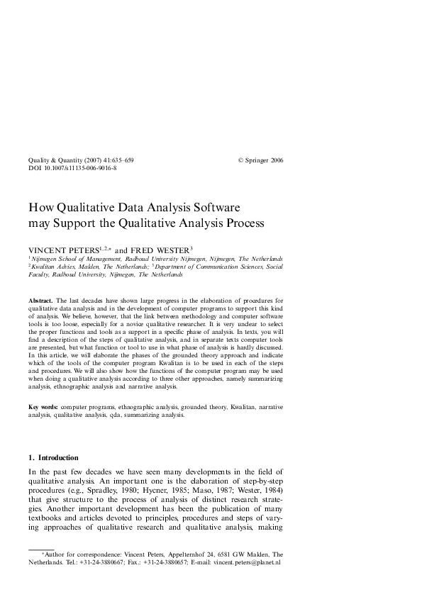 (PDF) How Qualitative Data Analysis Software may Support the ...