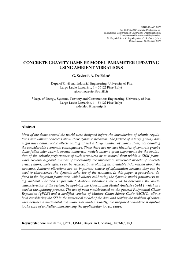 (PDF) Concrete Gravity Dams Fe Models Parameters Updating Using Ambient ...