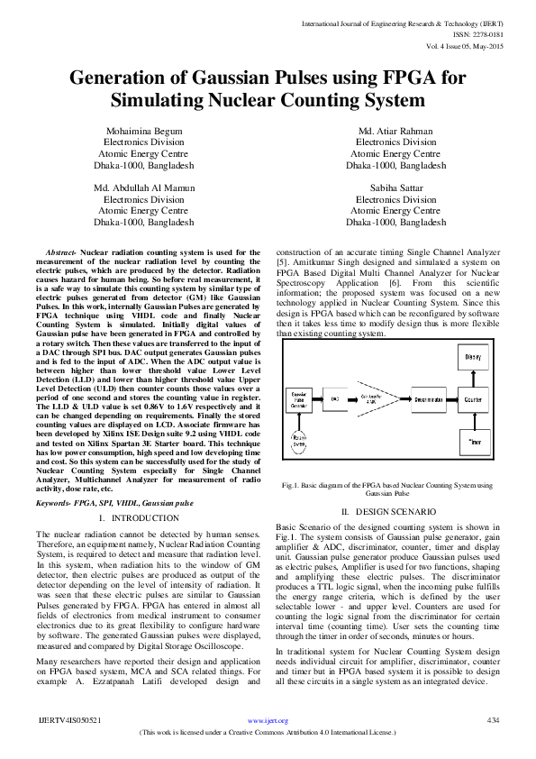 (PDF) Generation of Gaussian Pulses using FPGA for Simulating Nuclear ...