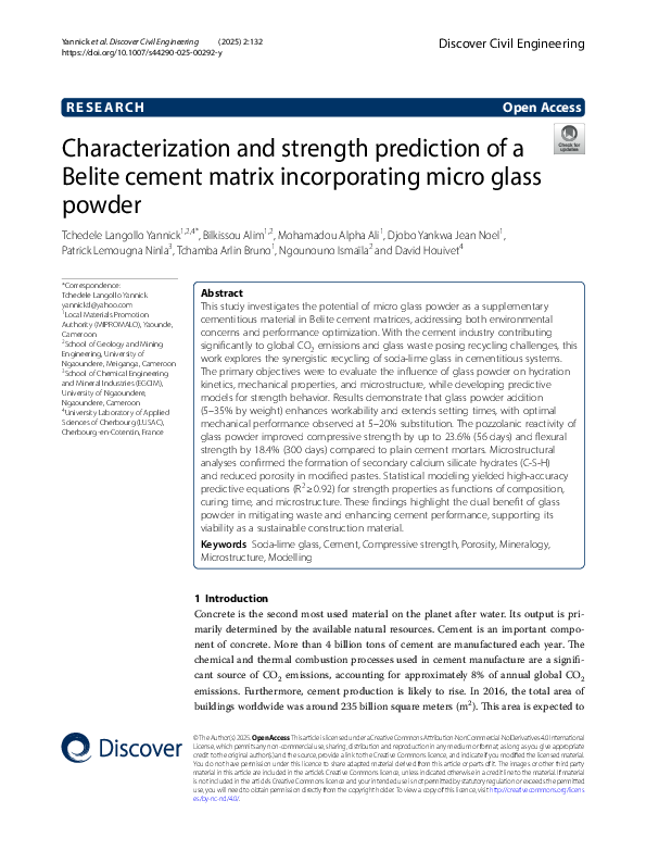 (PDF) Characterization and strength prediction of a Belite cement ...