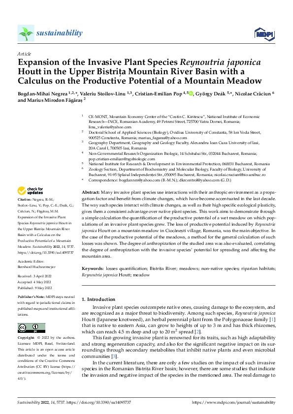 (PDF) Expansion of the Invasive Plant Species Reynoutria japonica Houtt ...