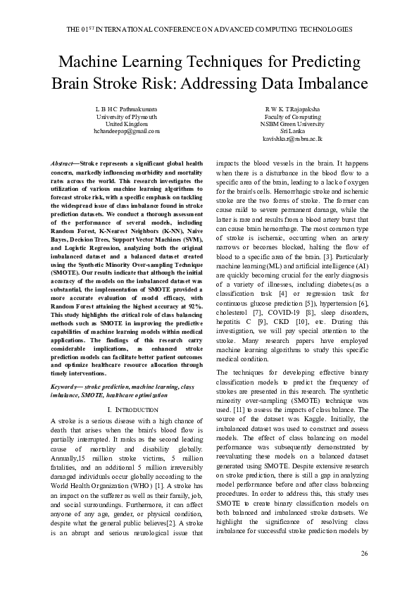 (PDF) Machine Learning Techniques for Predicting Brain Stroke Risk ...