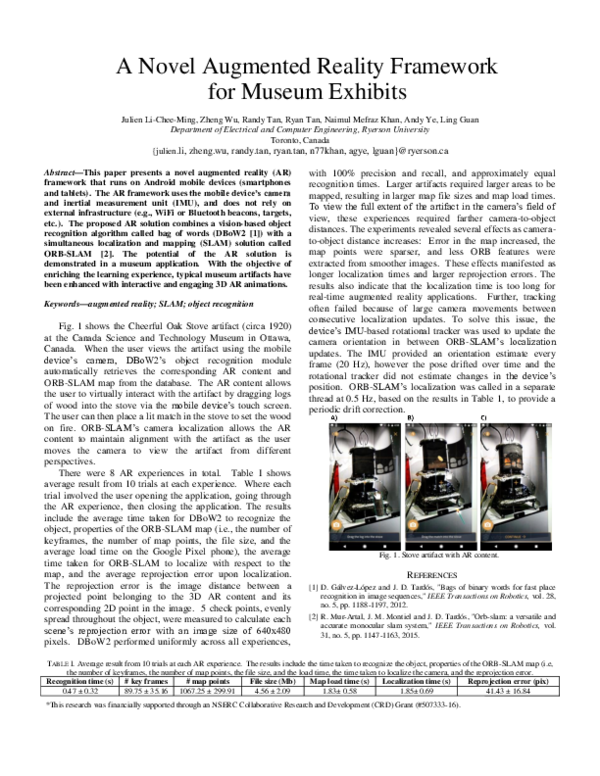 (PDF) A Novel Augmented Reality Framework for Museum Exhibits