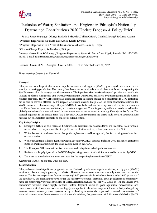 (PDF) Inclusion of Water, Sanitation and Hygiene in Ethiopia`s ...