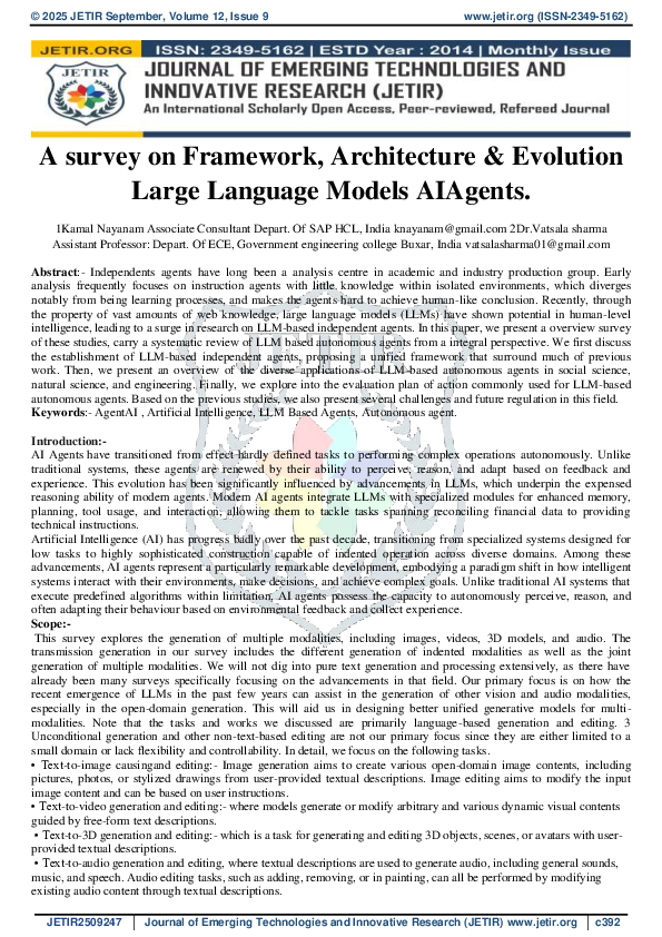 (PDF) A survey on Framework, Architecture & Evolution Large Language ...