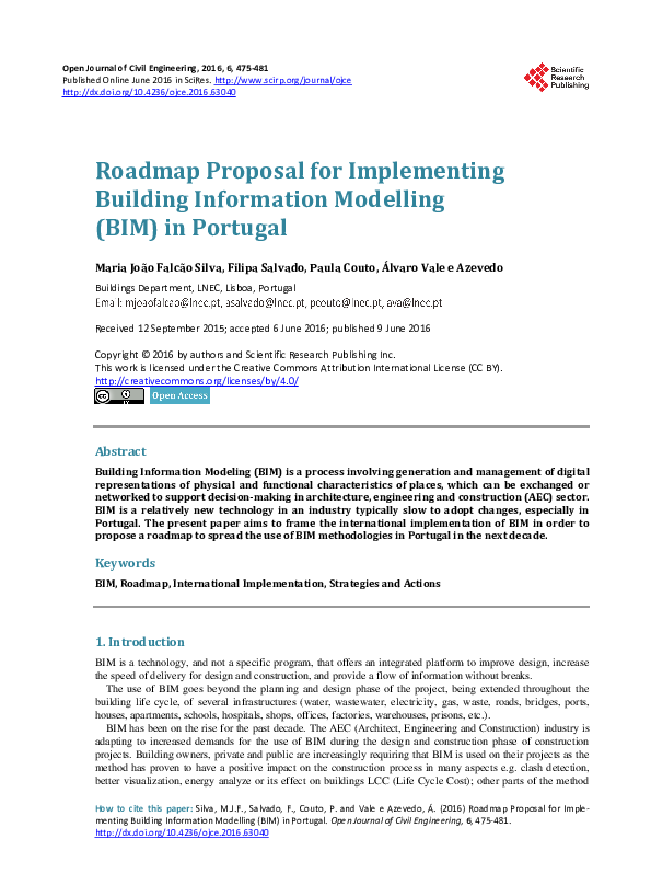 (PDF) Roadmap Proposal for Implementing Building Information Modelling ...