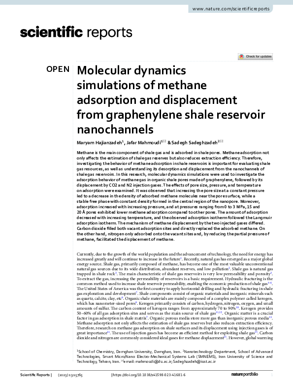(PDF) Molecular dynamics simulations of methane adsorption and ...