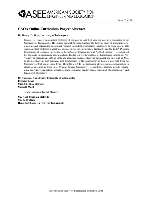 (PDF) CAOA Online Curriculum Project Abstract