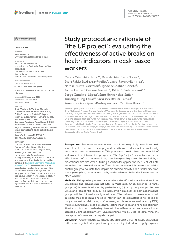 (PDF) Study protocol and rationale of “the UP project”: evaluating the ...