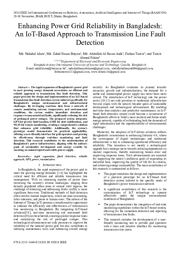 (PDF) Enhancing Power Grid Reliability in Bangladesh: An IoT-Based ...