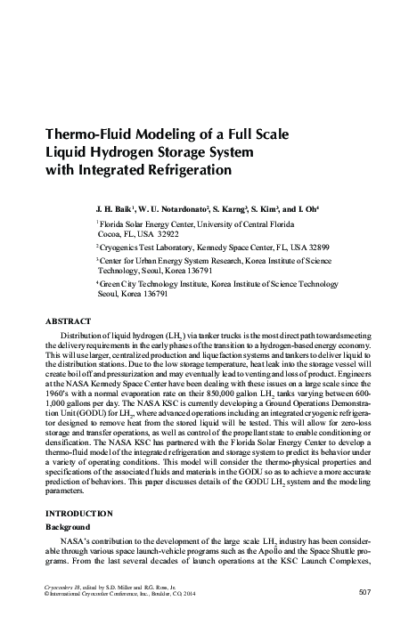 (PDF) Thermo-Fluid Modeling of a Full Scale Liquid Hydrogen Storage ...